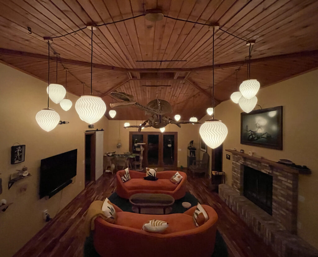 Livingroom with 3D printed lampshades