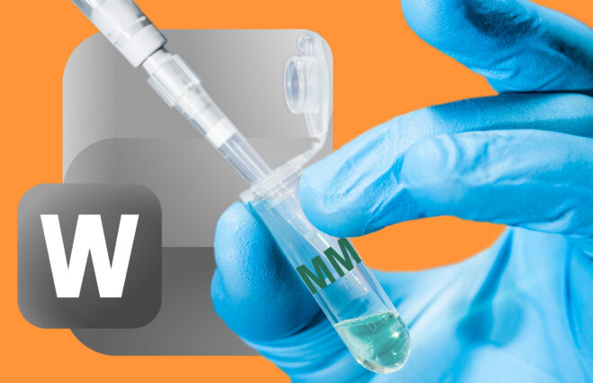 Master Mix and Paragraph Styles Microsoft Word logo and pipet in a microfuge tube