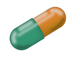 Capsule pill drawing colored green and orange