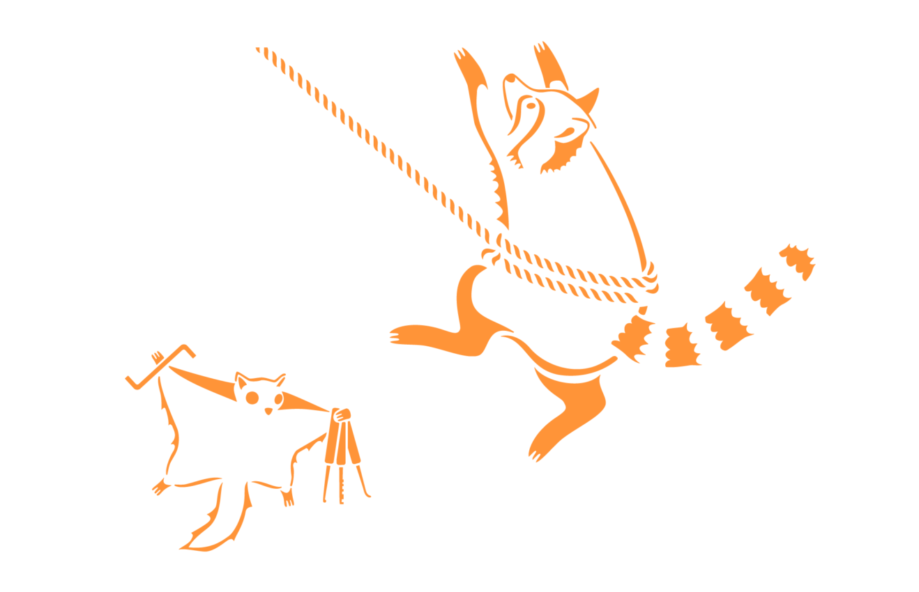 Stencil-Style Raccoon and Flying Squirrel
